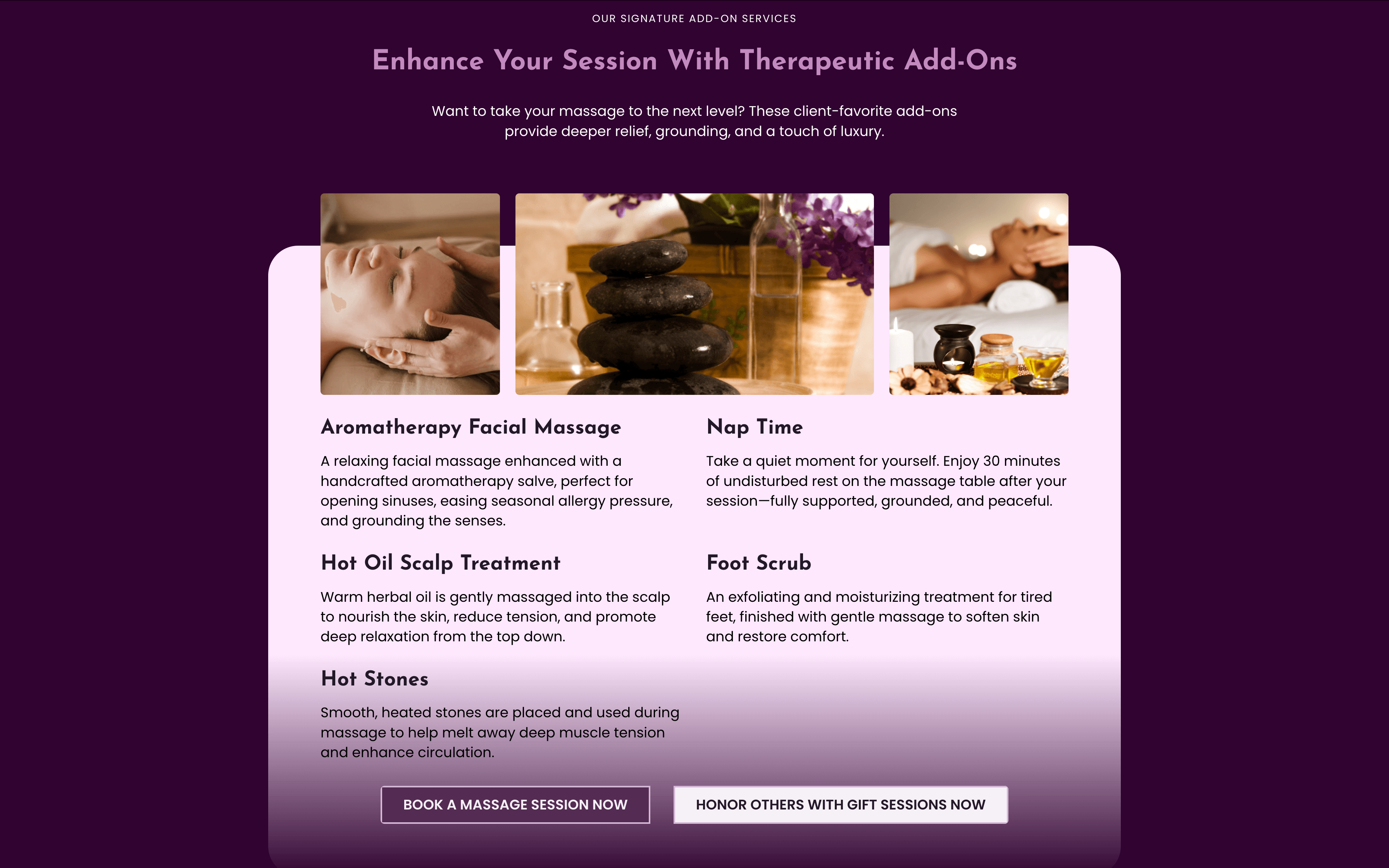 Honor Massage Therapy Website