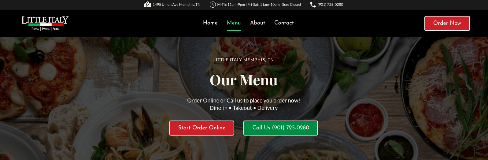 Little Italy Memphis WordPress Site